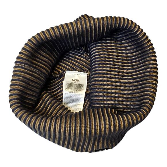 Vans Women's Striped Beanie – Navy & Tan - Picture 3 of 3
